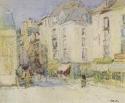 David Davies Street scene,Dieppe oil painting